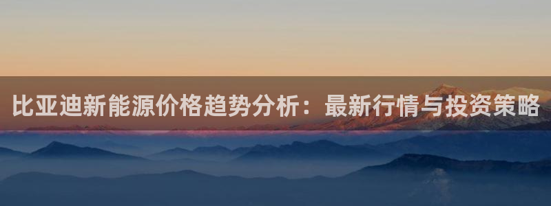 新宝gg手机注册官网：比亚迪新能源价格趋
